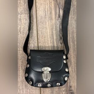 Harley-Davidson Studded Leather Mini Purse Y2K Crossbody Kids/Youth 18”